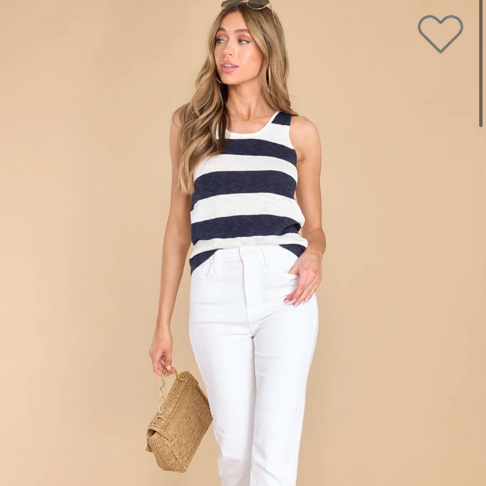 Navy + White striped tank